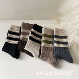 Socks & Hosiery Forest Series Stockings Women's Medium Stripes Thickened Warm Heaps Autumn Winter Wool