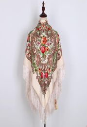 Shawls Russian Scarf Ukrainian Fringed Traditional Floral Polish Women Neck Head Wrap Vintage Antique Hijab Poncho1229085