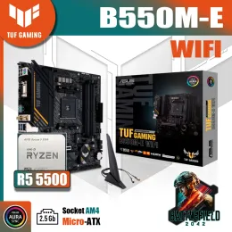 Motherboards New Kit ASUS TUF GAMING B550ME WIFI With AMD Ryzen 5 5500 Processor CPU DDR4 Memory Motherboard AM4 mATX RGB Combo