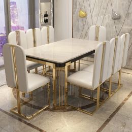 Nordic Black Luxury Marble Dinning Table New Modern Modern Rectangular Dining Table Loft Kitchen Furniture Table Chairs MQ50CZ