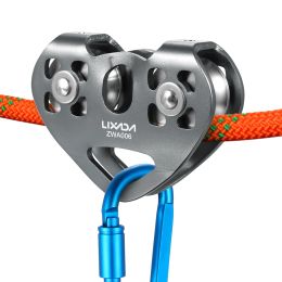 Accessories Lixada 30KN Cable Trolley Pulley with Ball Bearing Outdoor Rock Ice Climbing Accessories Caving Rescue Aluminum Alloy Pulley