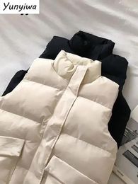 Women's Vests Vest For Women Winter Black Short Korean Stand Down Cotton Waistcoat Casual Loose Sleeveless Outwears