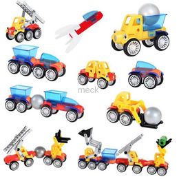 Decompression Toy Magnetic Blocks Car Toys Children Educational Hands-on Engineering Truck 3D Magnetic Creative Car Building Blocks Toys For Kids 240413