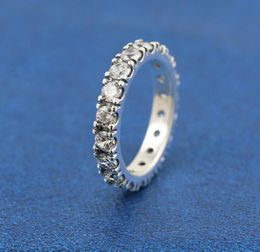 925 Sterling Silver Sparkling Row Eternity Band Rings Fit P Jewellery Engagement Wedding Lovers Fashion Ring For Women8139996