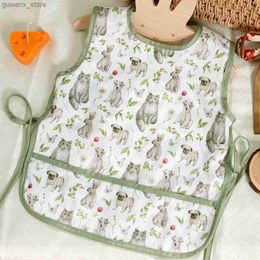 Bibs Burp Cloths HappyFlute Mess Proof Baby Bib Waterproof Baby Apron Machine Washable Baby Bibs for Eating Y240415Y240417Q89B