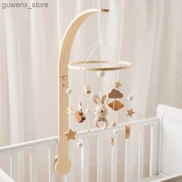 Mobilne# Baby Drewniane łóżko Wspornik grzechotka 0-12 miesięcy nowonarodzone muzyczne pudełko na łóżko dzwonek hanging zabawki Uchwyt niemowlę szóste zabawki y240412