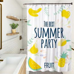 Shower Curtains Sunflower Tropical Fruit Bathroom Curtain Potted Plant Orange Polyester Waterproof Fabric Trim With Hook