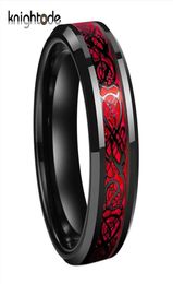 8mm Men039s Black Celtic Dragon Ring Tungsten Carbide Rings Red Carbon Fiber Wedding Bands Fashion Couple Jewelry Ring Comfort 7017338