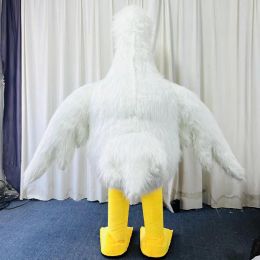 2.6m Giant Inflatable Fur Big Rooster Red Bird Costume Adult Full Walking Mascot Suit Entertainment Blow Up Cosplay Fancy Dress