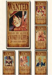 515x36cm Home Decor Wall Stickers Vintage Paper One Piece Wanted posters Anime posters Luffy Chopper Wanted5235494