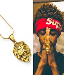 Men Lion Head Pendant Hip Hop Necklaces for 18k Gold Plated 60cm Long Chain Fashion Jewelry Design1377325