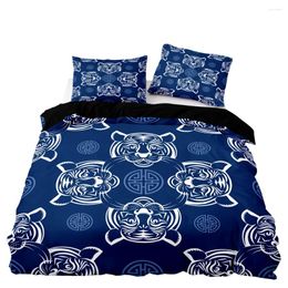 Bedding Sets Quality Duvet Cover Tiger Pattern Set With Pillowcase Blue And White Porcelain Style For Double Twin Size