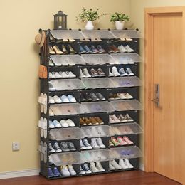 MAGINELS 72-Pair Portable Shoe Rack Organizer, DIY Shoe Storage Cabinet for Entryway with Door, Plastic Shoe Organiser