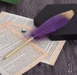 Ostrich Feather Quill Ballpoint Pen For Wedding Gift Signature Pen Birthday Party Gift Home Decoration Office School7411942