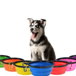 Pet Dog Cat Folding Travel Bowl Silicone Bowl Puppy Food Container Feeder Dish Bowl