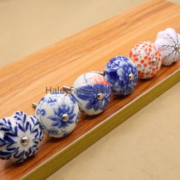 American Ceramic Handle Retro Blue And White Porcelain Drawer Cupboard Door Wardrobe Chest Of Drawers Door Handle