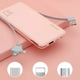 10000mAh Portable Charger Powerbank With USB TYPE C Cable fast Charger For iPhone 14 13 12 11 Samsung Xiaomi Huawei Smart Phone