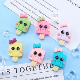 Decorative Figurines 10Pcs Cute Bowknot Ice Cream Flatback Resin Cabochons Scrapbooking For Phone Case Decoration DIY Jewellery Craft