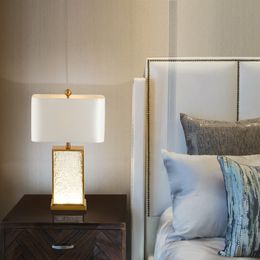 SANDYHA Modern Table Lighting Corrugated Glass Gold Frame Bedside Led Desk Light for Home Decor Luxury Bedroom Study Lamp