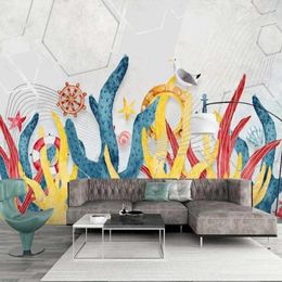 Wallpapers Milofi Custom Large Wallpaper Mural 3D Simple Small Fresh Hand Painted Watercolour Flower Background