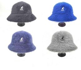 Kangol Women039s Bucket Hat Rabbit Fur Basin Hat Ladies Warmth Individuality Trend Kangaroo Embroidery Warm Fisherman Hat5212609