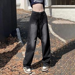 Women's Jeans Retro Straight Leg Spring Summer Fashionable High Waisted Wide Denim Pants Y2k Punk Long Trouser