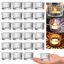 Tealight Candle Holders Thick Clear Glass, Tea Light Holder Bulk, Votive Candle Holders for Wedding Table Decor, Centrepieces