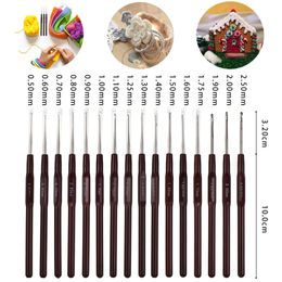 Aluminum Crochet Hook Crochet Needles With Soft Rubber Grip Cushioned Handles Knitting Needles Sewing Tools 0.5mm-2.5mm