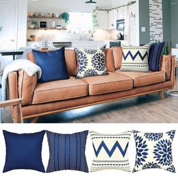 Pillow Modern Geometric Figure Cover Linen Simple Blue Sofa Decorative Pillows