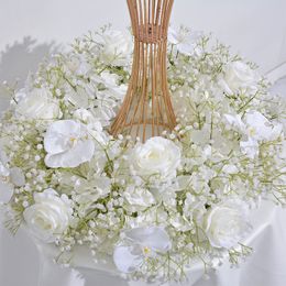 Big Artificial Flower Ball Match Same Garland Flower Wreath Decor Wedding Table Centrepiece White Rose Flower Event Party Props