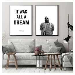 and Poster , It Was All A Dream Biggie Smalls Quote Rap Poster Prints Wall Art Decor The Notorious BIG Canvas Art Print