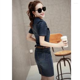 Party Dresses Fashion Denim Blue Slim Dress Korean Style Sexy Women Elegant Cowboy Bodycon Jeans Female Officewear