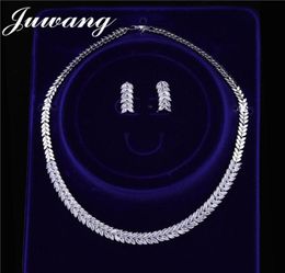 JUWANG Bridal Jewellery Sets For Brides Cubic Zirconia Crystal Simplicity Earrings And Necklace Jewellery Sets Gift9239232