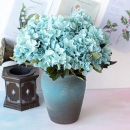 Decorative Flowers 34cm 6Heads Artificial Hydrangea Flower Branch Christmas Halloween Wedding Birthday Party Home Decoration Fake Bouquet