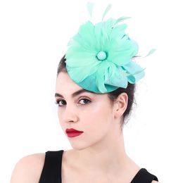 Elegant Flower Hairpin Feather Fascinators Women Girls Millinery Tea Party Headwear Wedding Headband Hat Cap Accessories Event