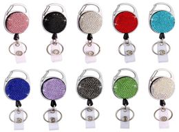 Retractable Diamond Badge Reel Lanyard ID Card Badge Holder Ski Pass Multipurpose Key Chain Metal Antilost Clip School Office Sup9997859