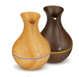 electric humidifier aroma oil diffuser ultrasonic wood grain air humidifier USB mini mist maker LED light for home office2213154