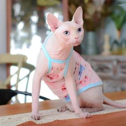 Cat Costumes Summer Cool Pet Clothes Sling Vest Sun Protection Hairless Blue Milk