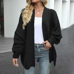 Women's Knits 2024 Autumn And Winter Casual Knitted Cardigan Women Solid Colour Bat Long Sleeve Loose Ladies Fashion Jacket