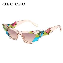 Sunglasses New Ladies Punk Cat eye Sunglasses Women Unique Colourful Sun Glasses Female Fashion Shades UV400 Steampunk Eyewear 240412