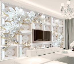 Wallpapers Custom Mural Wallpaper 3D Jewelry Butterfly Flower Living Room TV Background Wall Painting Waterproof Po Paper Sticker7345093