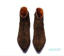 Leopard Mens Biker Boots Western Wyatt Shoes Plus Size 46 Fashion Designer Men039s Shoes Genuine leather Fashion Chelse Boots f7441259