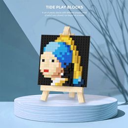 Artistic Pixel Painting Micro Building Blocks Starry Night Kanagawa abstract painting DIY Model Mini Brick Toys For Table Decor