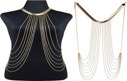 Women Body Chain Jewellery Charm Punk Gold Cold Chain Tassel Belly Waist Sexy Bikini Harness Necklace Pendant3992715