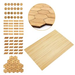 1/12 Scale Dollhouse Floor Tiles DIY Bamboo Wood Grain Floor Rectangular Hexagonal Diamond Photo Props Miniature Floor Board