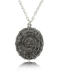 Movie Jewellery Pirates Necklace Vintage Bronze Silver Designer Skull Coin Pendant Necklace Men Gift Souvenirs Party Friendship Gift8224095