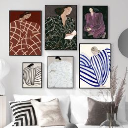 Abstract Line Geometry Curve Girl Poster Modern Wall Art Canvas Painting Posters And Prints Wall Pictures For Living Room Decor
