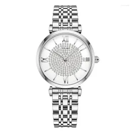 Wristwatches Women Watches Top 2024 Fashion Diamond Ladies Stainless Steel Silver Mesh Strap Female Quartz Watch