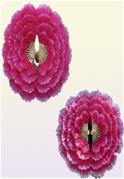 2pcsDancing Fan Peony Flower Dance Hand Square Performance Props Eventail a Main Abanico Para Boda De Mano 2205056180854