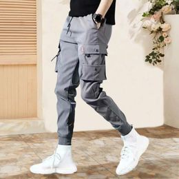 Men's Pants Multi-pocket Men Bottoms Cargo With Multiple Pockets Drawstring Waist Breathable Fabric For Gym Training